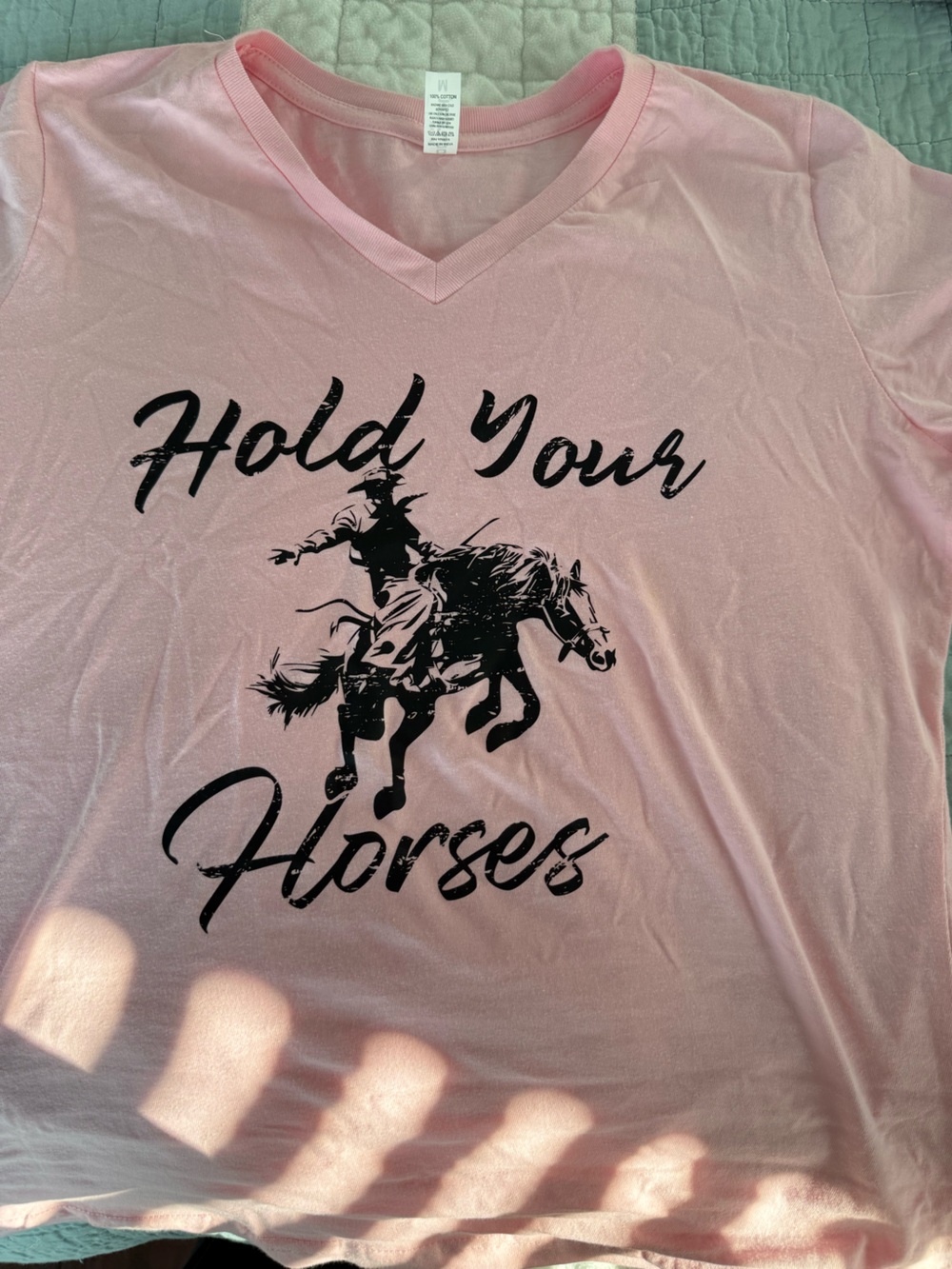 Ash Pink 'Hold Your Horses' V-Neck Tee